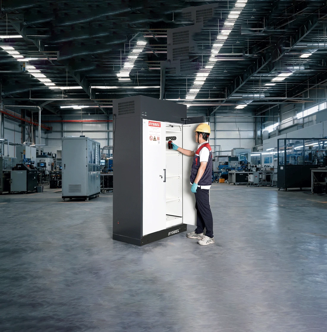 45 Gallon Filtering Safety Storage Cabinet | 90-Min Fire-Rated Chemical Cabinet - SYSBEL SE890450FXE 45 Gallon Filtering Safety Storage Cabinet | 90-Min Fire-Rated Chemical Cabinet - SYSBEL SE890450FXE